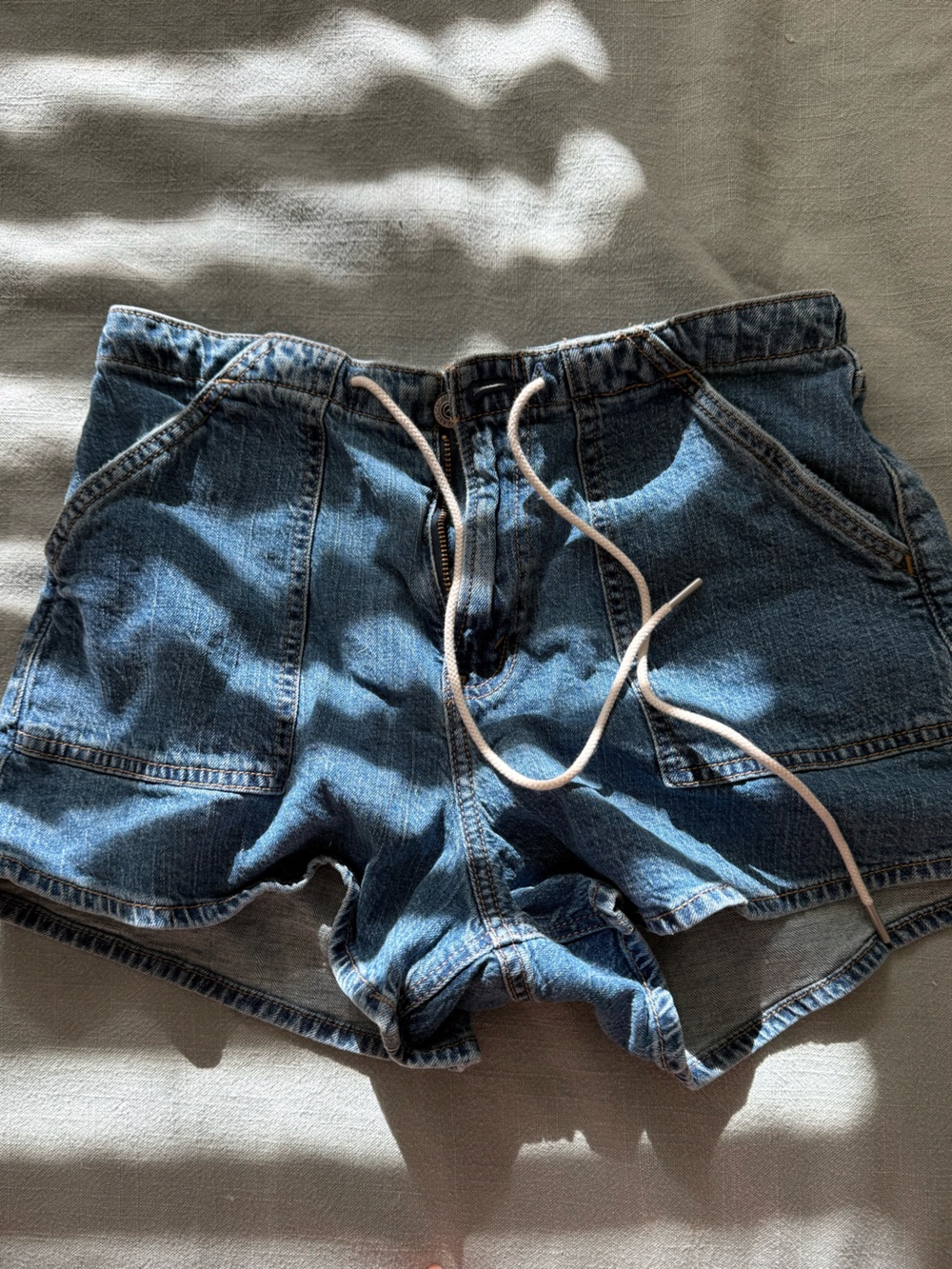 Abercrombie & Fitch Blue Denim Drawstring Shorts